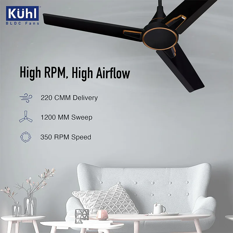 KUHL Prima A1 1200mm Decorative Power Saving BLDC Ceiling Fan | Black
